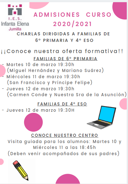 Admisiones IES Infanta Elena 20/21