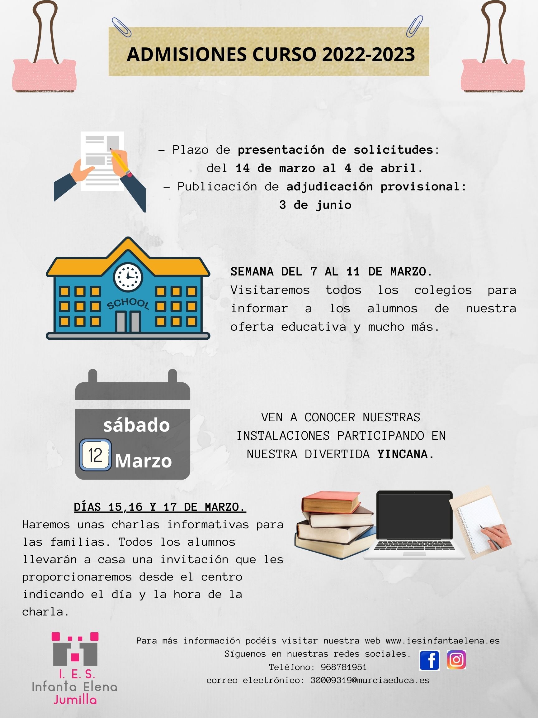 cartel admisiones